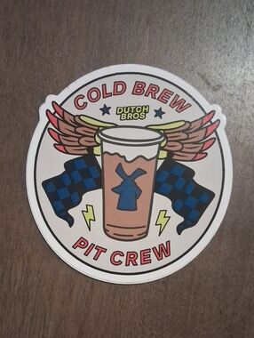 Dutch Bros Cold Brew Pit Crew sticker Blue & White
